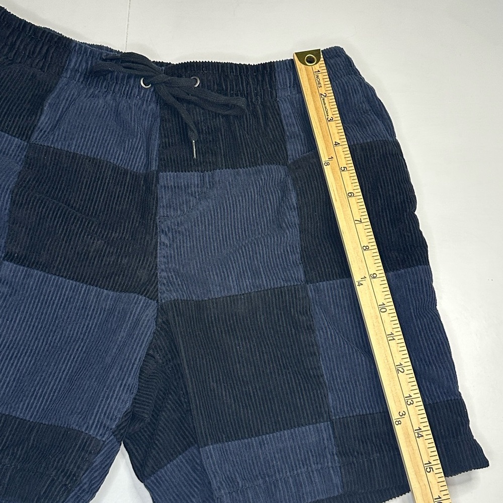 PacSun Volley Corduroy Shorts Mens Small Navy Black Patchwork Drawstring Casual - Picture 5 of 8